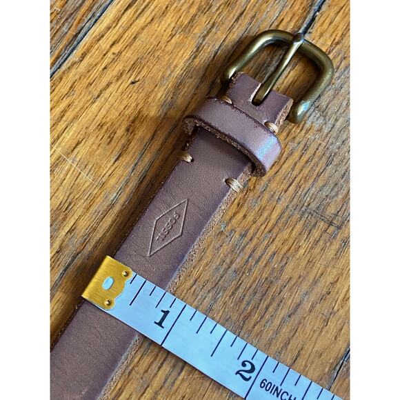 FOSSIL Distressed Skinny Tan Leather Studded Belt Womens sz XS - Picture 9 of 12